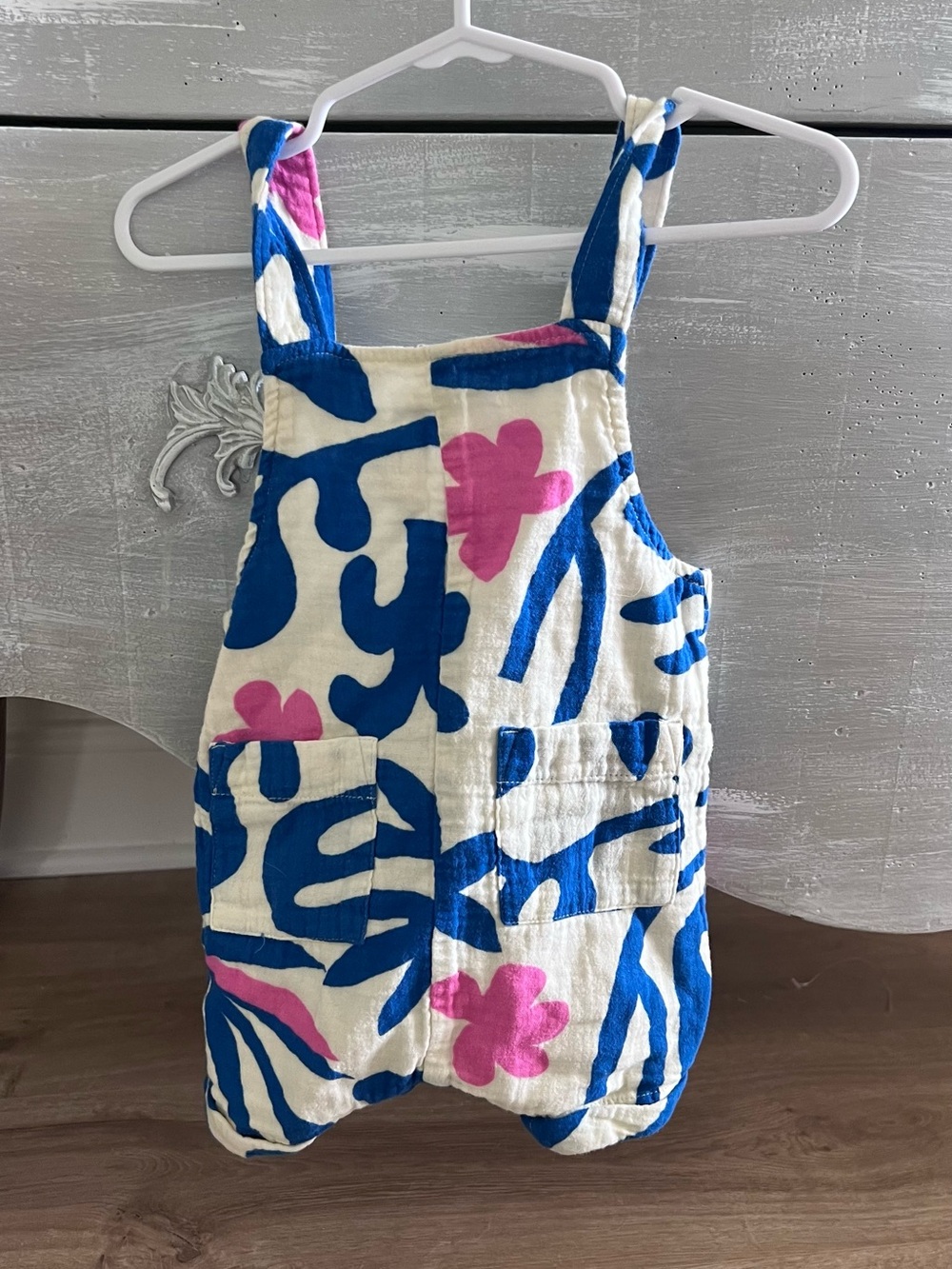 Hanna Andersson Blue and Pink Floral Toddler Romper